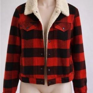 Levi's Red and Black Checkered Teddy Jacket